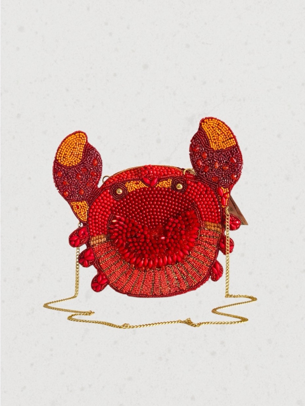 Viral Beaded Crab Crossbody Bag Red Handmade India Coastal Beach Purse NWT